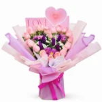 Arreglo Premium Love  Rosado con 24 Rosas y 5 Tulipanes