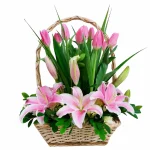 Canasta Love con 12 Tulipanes