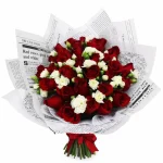 Ramo Dúo con 24 Rosas y Claveles Blancos